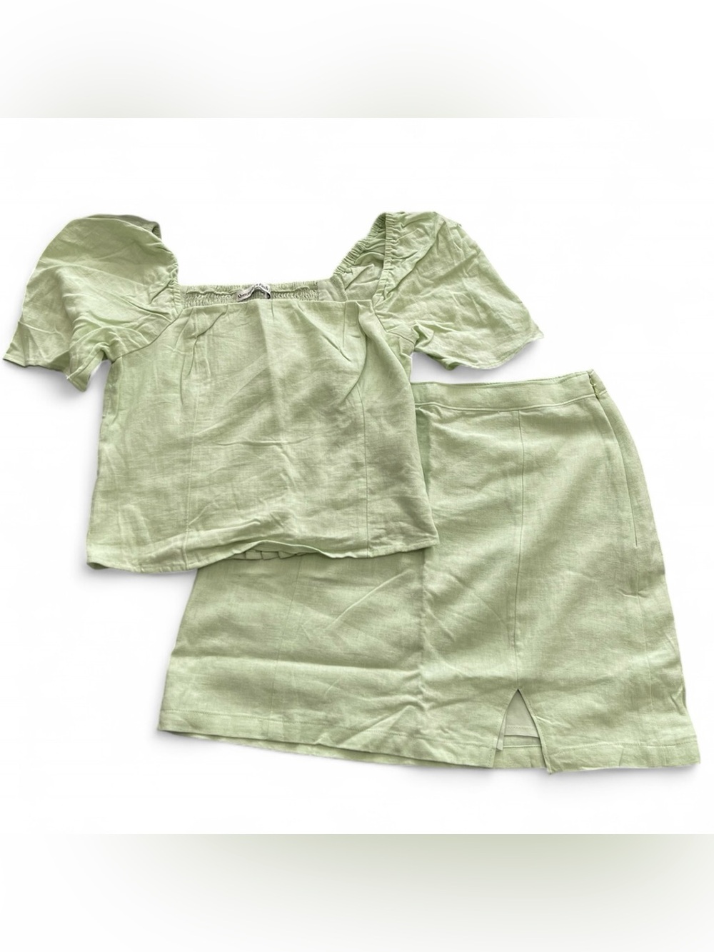Abercrombie Light Green Square Neck Top and Mini Skirt Matching Set